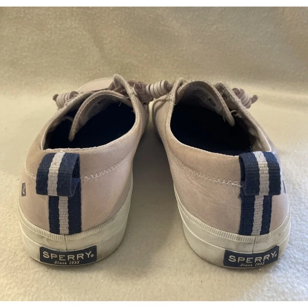 Sperry Crest Vibe Tumbled Leather Rose Blush Sneakers Shoes Tennis Women's 10